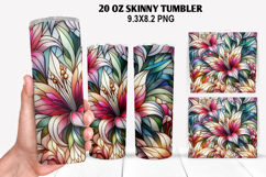 Flower Skinny Tumbler 20oz Wrap Design, Flowers Tumble PNG Product Image 1