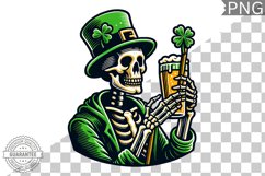 St. Patrick&#039;s Day Skeleton - Clipart Sublimation PNG Design Product Image 1