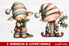Whimsical Elf Clipart | Cute Christmas Elf PNG Illustration Product Image 1