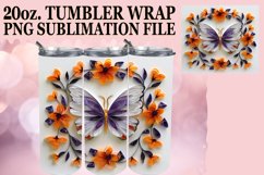 Butterfly with Flowers Tumbler Wrap - 20oz Spring 3D Product Image 1