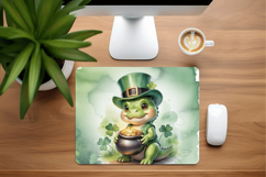 Cute Dinosaur Leprechaun with Pot of Gold Mouse Pad PNG Subl Product Image 1