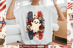 Patriotic Halloween Floral American Flag Design Product Image 1