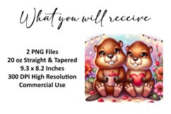 Valentine's Day Beaver Couple Tumbler Wrap Sublimation Desig Product Image 2