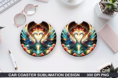 Flamingo Car coaster sublimation, Valentines Coaster PNG Product Image 1
