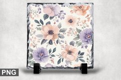 Pastel Flowers Square Sublimation Slate Design Product Image 1