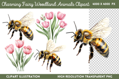 Charming Fairy Woodland Animals Clipart Bundle PNG Product Image 8