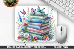 Book Flower Mouse Pad Sublimation, Animals Mouse Pad PNG Product Image 1