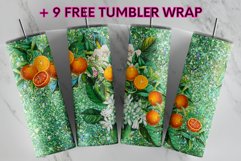 Emerald Green Faux Glitter Flower Orange 20oz tumbler design Product Image 1