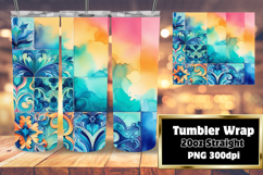 Colorful 20oz Tumbler Template , Watercolor Patter Product Image 1