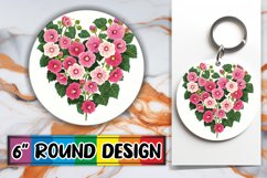 Sublimation Round Design Heart Made of Flowers PNG Product Image 1