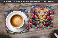 Monkey Coaster Sublimation, Valentine Coaster PNG Design Product Image 1