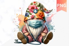 Floral Nurse Gnome Sublimation - Nurse Gnome Sublimation Product Image 1