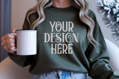 Christmas Gildan 18000 Forest Green Crewneck Sweatshirt Mock Product Image 1