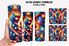 Cat Skinny Tumbler 20oz Wrap Design,4th of july Tumble PNG Product Image 1