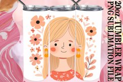 Graceful Floral Tumbler Wrap with Woman Portrait 20oz Product Image 1