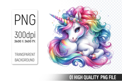 Cute Unicorn Clipart PNG, Printable Animals, Wildlife Design Product Image 1