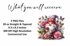 Valentine's Day Gnome Tumbler Wrap Sublimation Design Product Image 2