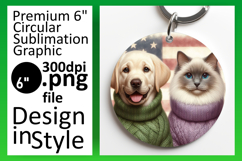 Cute Circle PNG Keychain Design , Dog and cat Product Image 1