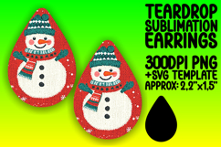 Trendy Teardrop Earrings Design PNG for Crafting , Snowman Product Image 1