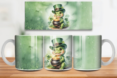 Cute Dinosaur Leprechaun with Pot of Gold Mug Wrap PNG Subli Product Image 1