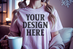 Christmas Bella Canvas 3001 Heather Peach Shirt Mockup ,Tran Product Image 1