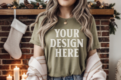 Bella Canvas 3001 Kelly Green Christmas Shirt Mockup, Trandy Product Image 1