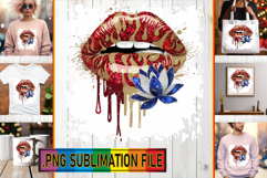 Playful PNG Design for TSHIRTS, Dripping Lips Product Image 1