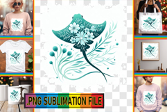 Bright TOTE BAG Gift Ideas PNG, Flower Animals Product Image 1