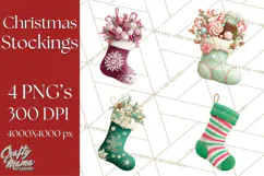 Christmas Stockings Clipart PNG, Festive Holiday Stockings Product Image 1