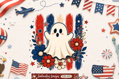 American Flag Floral Halloween Ghost Product Image 2