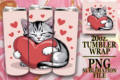 Blissful travels 20oz tumbler wrap, Valentines Cat Product Image 1
