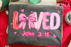 Christian Valentines Png, Brushtroke Loved John 3:16 Png Product Image 3