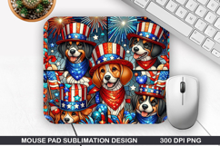 Dog Mouse Pad Sublimation, 4th Of July Mouse Pad PNG Product Image 1