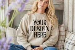 Sand Gildan 18000 Sweatshirt Model Mockups, Product Image 1