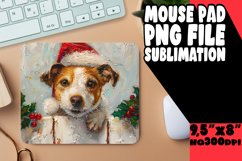 Sublimation Winter Mouse Pad Peeking Dog Holiday Design Product Image 1