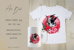 Watercolor clipart Asia Bird Sublimation ,Shirt ,Clothing. Product Image 1