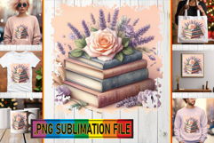 Cheerful PNG TSHIRT Designs, Book and flower Product Image 1