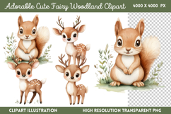 Adorable Cute Fairy Woodland Clipart Bundle PNG Product Image 4