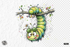 Summer Whimsical Caterpillar PNG Clipart Product Image 1