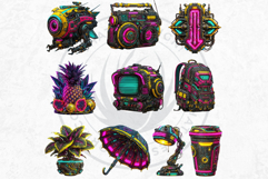 Neon Tropica Cyberpunk Cliparts &amp; Backgrounds scrapbooking Product Image 10