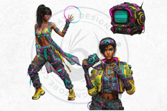 Neon Tropica Cyberpunk Cliparts &amp; Backgrounds scrapbooking Product Image 11