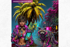Neon Tropica Cyberpunk Cliparts &amp; Backgrounds scrapbooking Product Image 18