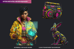 Neon Tropica Cyberpunk Cliparts &amp; Backgrounds scrapbooking Product Image 3