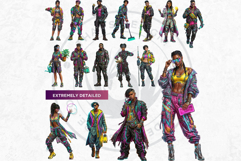 Neon Tropica Cyberpunk Cliparts &amp; Backgrounds scrapbooking Product Image 5