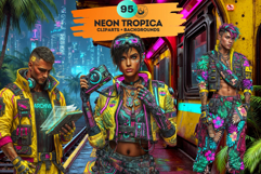 Neon Tropica Cyberpunk Cliparts &amp; Backgrounds scrapbooking Product Image 1