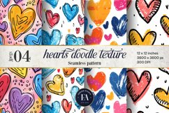 heart doodle Digital paper, doodle seamless pattern Product Image 1