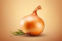 Fresh organic onion with green shoots on warm background Product Image 1