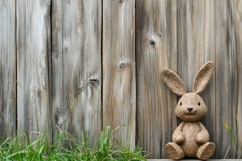 Bunny at the Wooden Wall Background Product Image 1