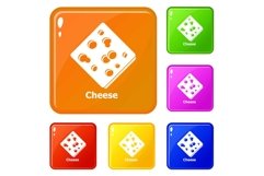 Cheese icons set vector color Product Image 1