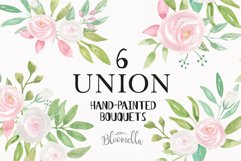 Watercolor Union Clipart Bouquets Flowers White Pink Summer Florals  Product Image 1